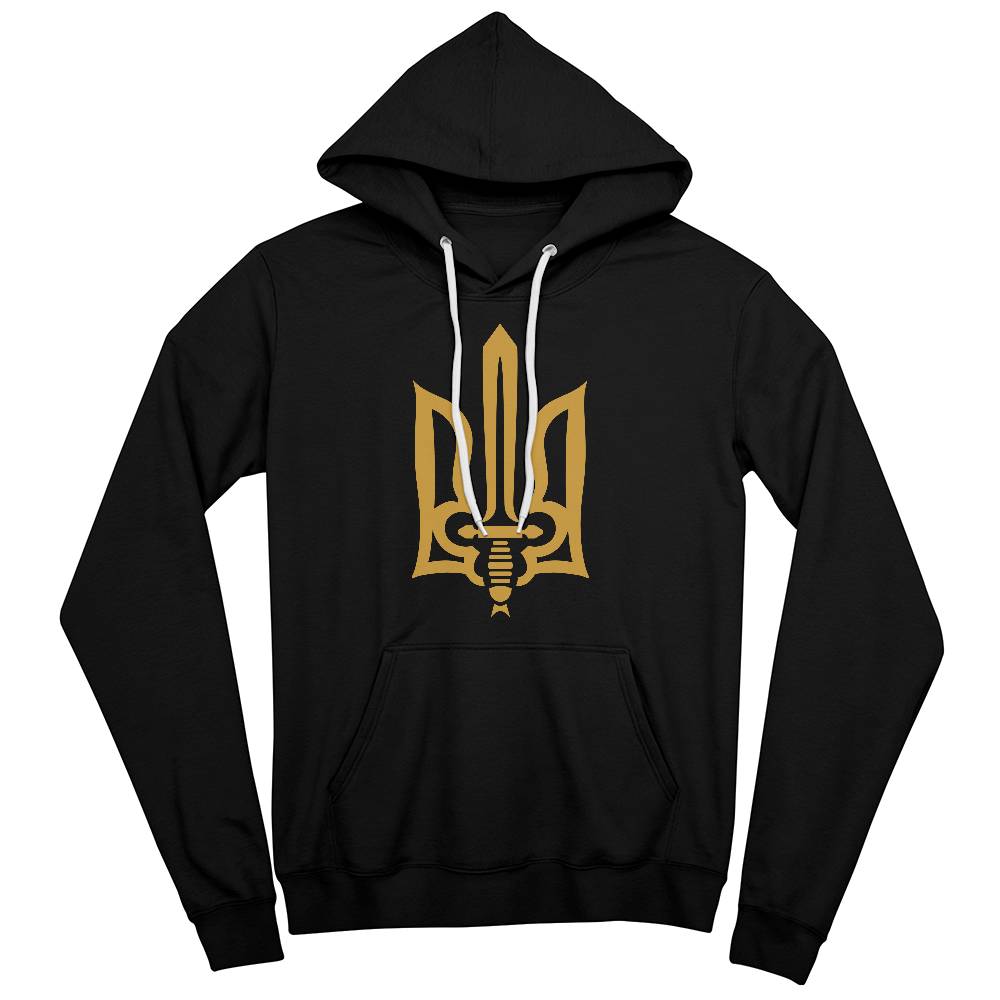 Stylized Tryzub - Black Bella + Canvas 3719 Unisex Pullover Hoodie