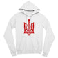 Stylized Tryzub (Red) - White Bella + Canvas 3719 Unisex Pullover Hoodie