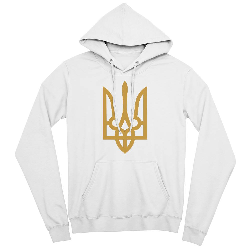 Tryzub (Gold) - White Bella + Canvas 3719 Unisex Pullover Hoodie