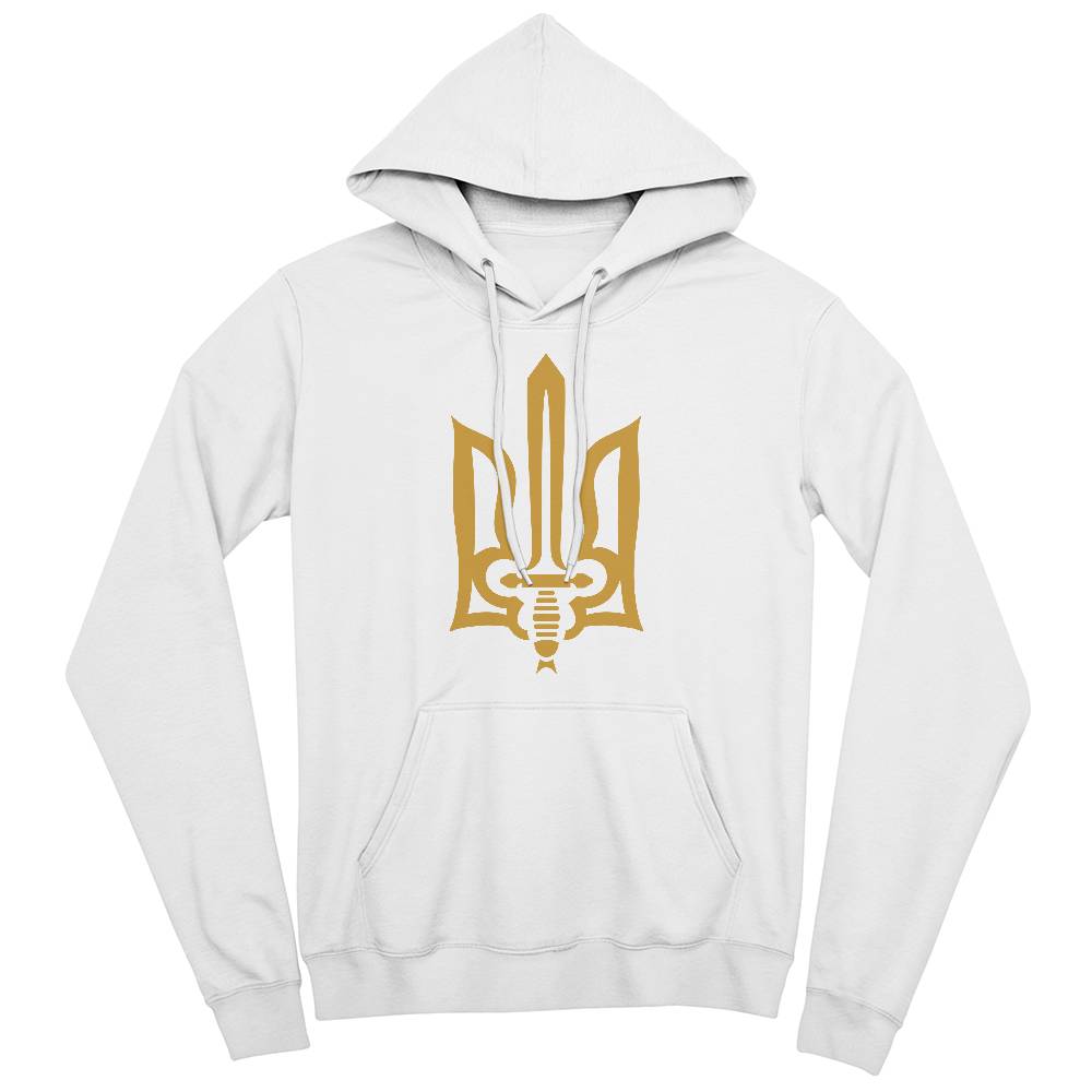 Stylized Tryzub - White Bella + Canvas 3719 Unisex Pullover Hoodie