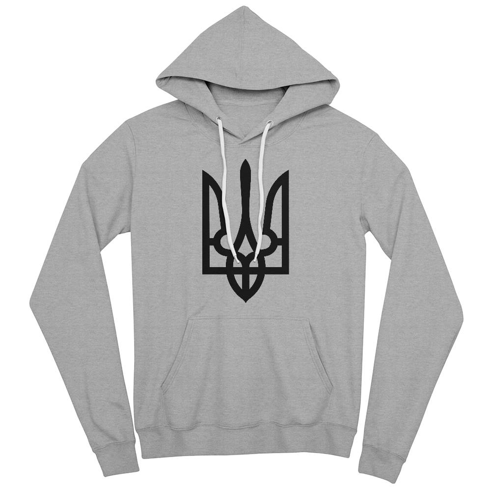 Tryzub (Black) - Athletic Heather Bella + Canvas 3719 Unisex Pullover Hoodie