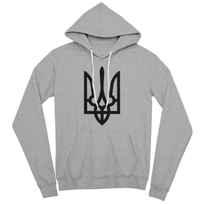 Tryzub (Black) - Athletic Heather Bella + Canvas 3719 Unisex Pullover Hoodie