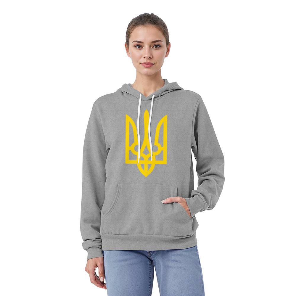 Tryzub (Yellow) - Athletic Heather Bella + Canvas 3719 Unisex Pullover Hoodie