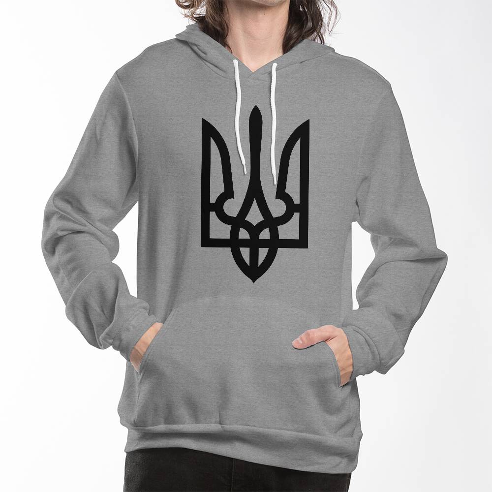 Tryzub (Black) - Athletic Heather Bella + Canvas 3719 Unisex Pullover Hoodie