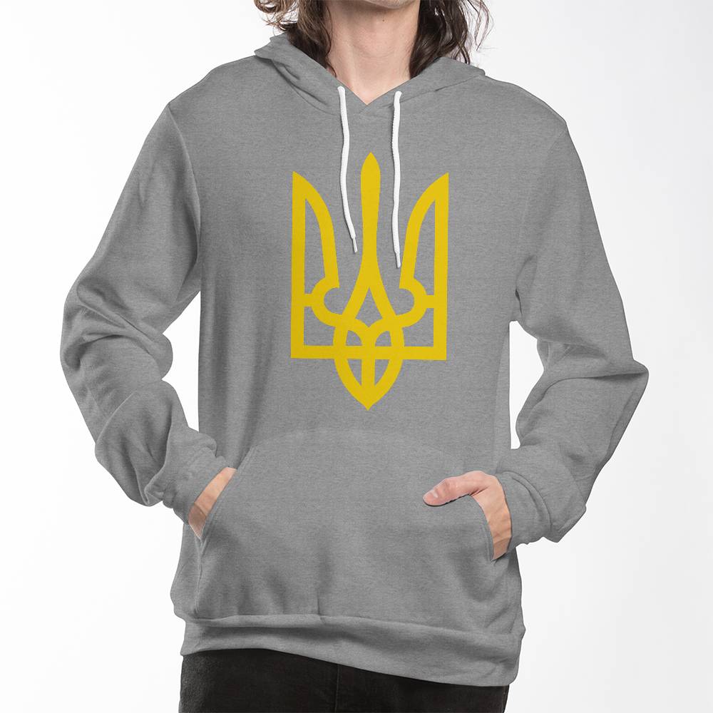 Tryzub (Yellow) - Athletic Heather Bella + Canvas 3719 Unisex Pullover Hoodie