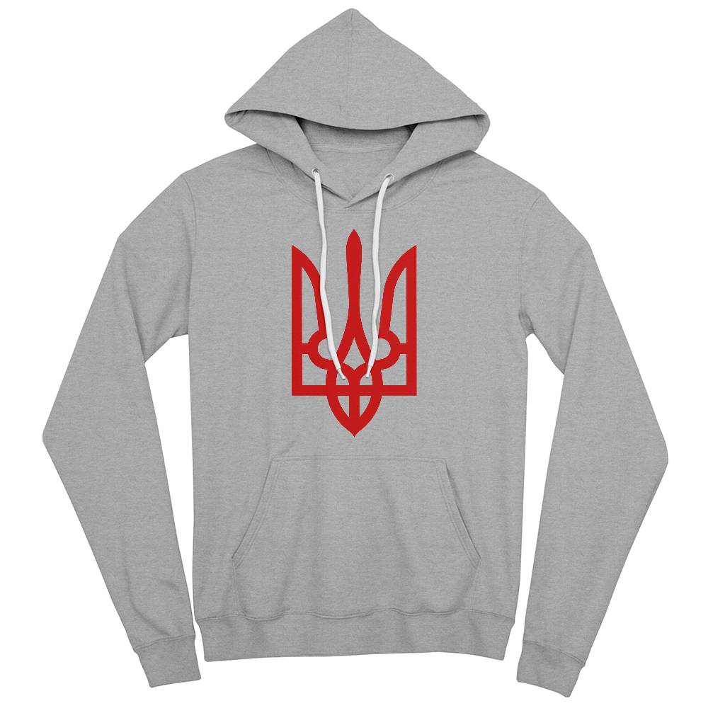 Tryzub (Red) - Athletic Heather Bella + Canvas 3719 Unisex Pullover Hoodie
