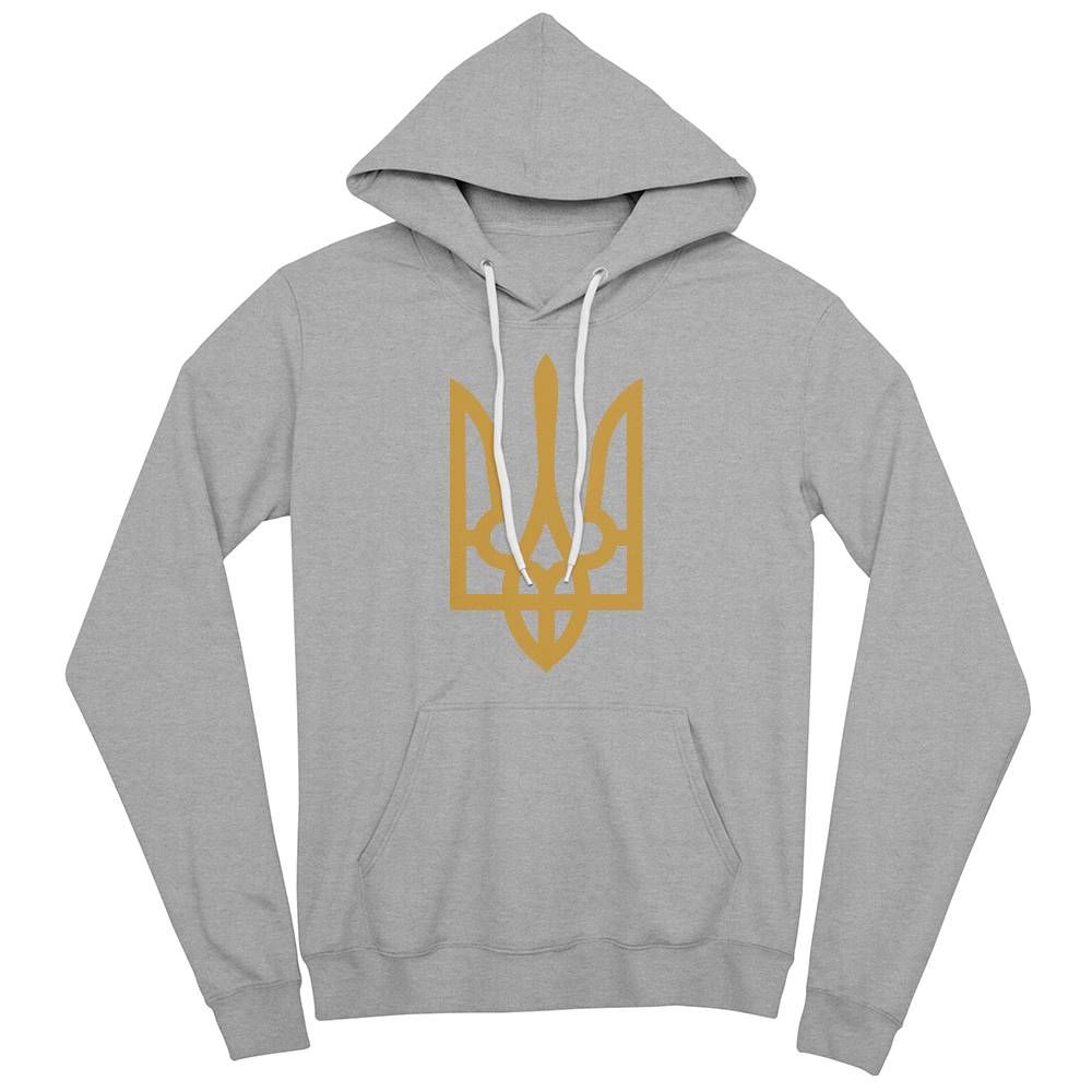 Tryzub (Gold) - Athletic Heather Bella + Canvas 3719 Unisex Pullover Hoodie