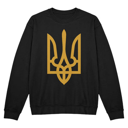Tryzub (Gold) - Black Bella + Canvas 3945 Unisex Crewneck Sweatshirt