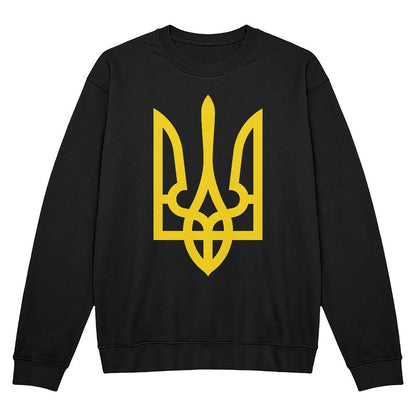 Tryzub (Yellow) - Black Bella + Canvas 3945 Unisex Crewneck Sweatshirt