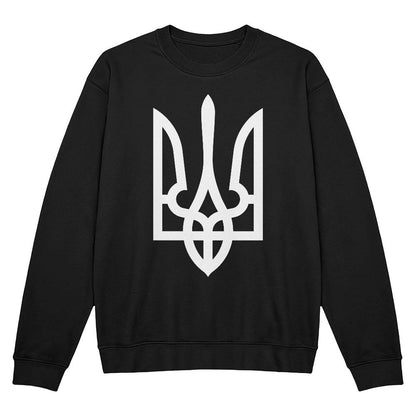Tryzub (White) - Black Bella + Canvas 3945 Unisex Crewneck Sweatshirt