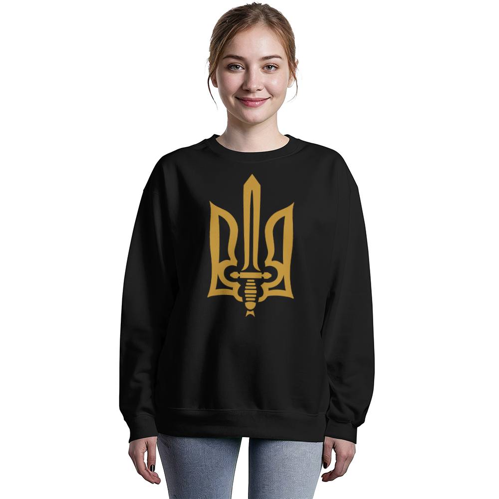 Stylized Tryzub - Black Bella + Canvas 3945 Unisex Crewneck Sweatshirt