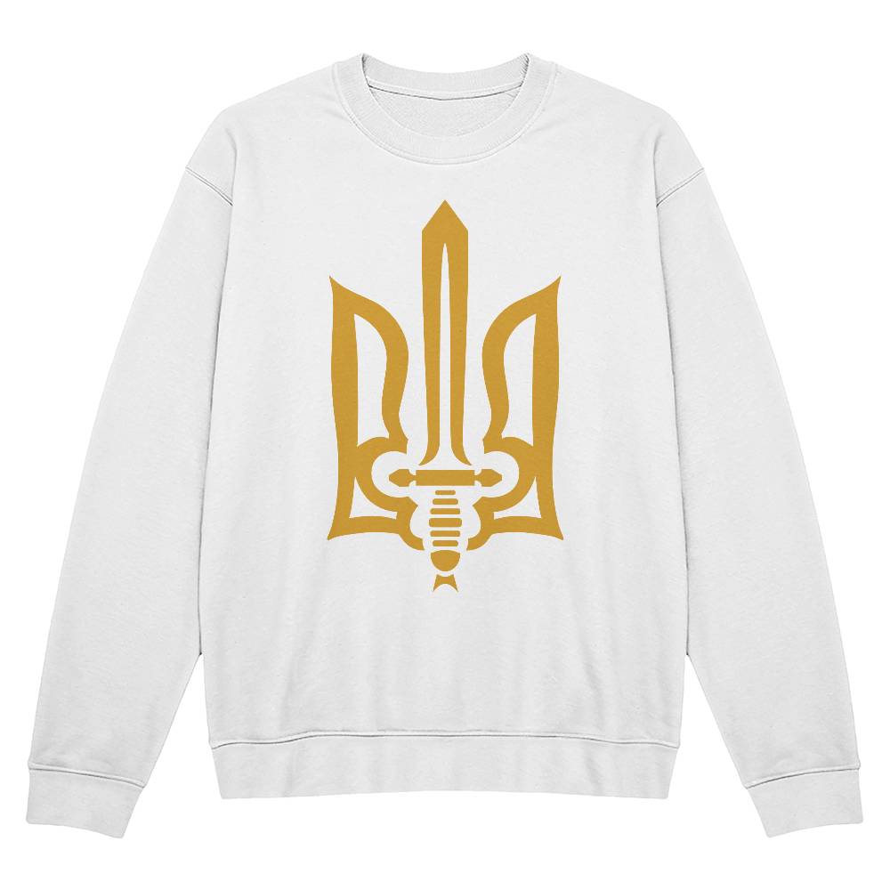 Stylized Tryzub - White Bella + Canvas 3945 Unisex Crewneck Sweatshirt