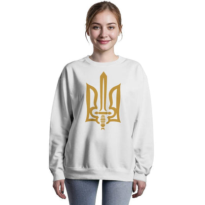 Stylized Tryzub - White Bella + Canvas 3945 Unisex Crewneck Sweatshirt