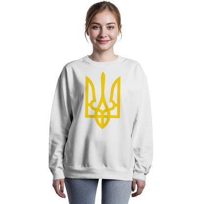 Tryzub (Yellow) - White Bella + Canvas 3945 Unisex Crewneck Sweatshirt