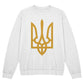 Tryzub (Gold) - White Bella + Canvas 3945 Unisex Crewneck Sweatshirt