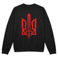 Stylized Tryzub (Red) - Black Bella + Canvas 3945 Unisex Crewneck Sweatshirt
