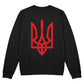 Tryzub (Red) - Black Bella + Canvas 3945 Unisex Crewneck Sweatshirt