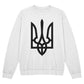 Tryzub (Black) - White Bella + Canvas 3945 Unisex Crewneck Sweatshirt