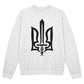 Stylized Tryzub (Black) - White Bella + Canvas 3945 Unisex Crewneck Sweatshirt