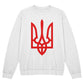 Tryzub (Red) - White Bella + Canvas 3945 Unisex Crewneck Sweatshirt