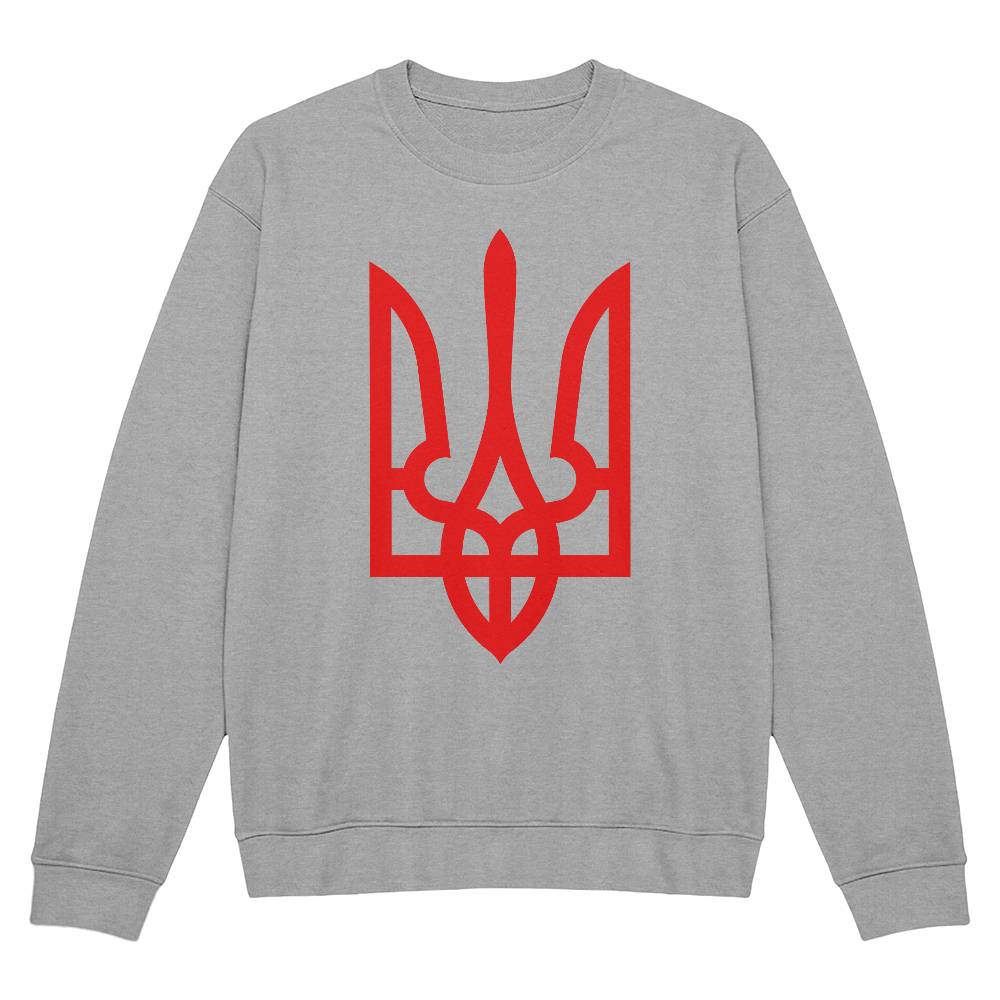 Tryzub (Red) - Athletic Heather Bella + Canvas 3945 Unisex Crewneck Sweatshirt