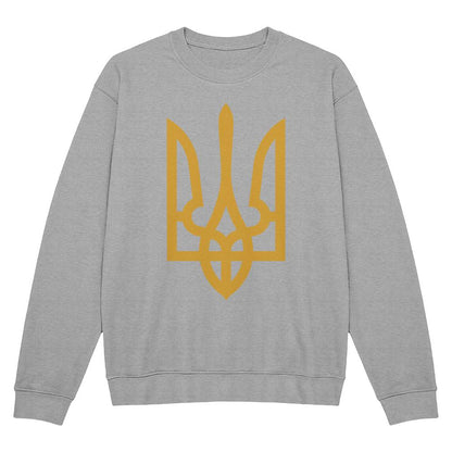 Tryzub (Gold) - Athletic Heather Bella + Canvas 3945 Unisex Crewneck Sweatshirt