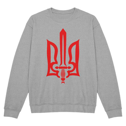Stylized Tryzub (Red) - Athletic Heather Bella + Canvas 3945 Unisex Crewneck Sweatshirt