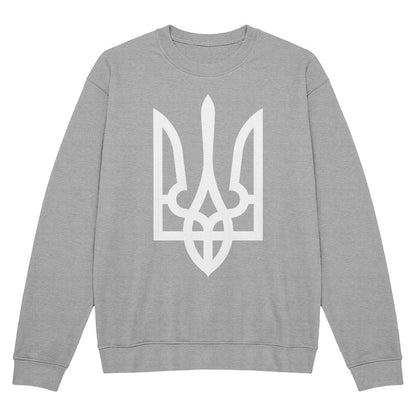 Tryzub (White) - Athletic Heather Bella + Canvas 3945 Unisex Crewneck Sweatshirt