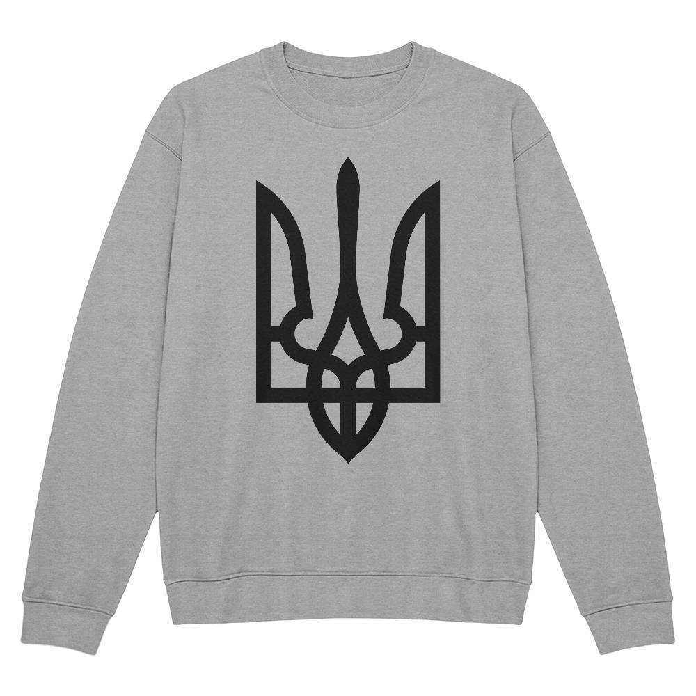 Tryzub (Black) - Athletic Heather Bella + Canvas 3945 Unisex Crewneck Sweatshirt