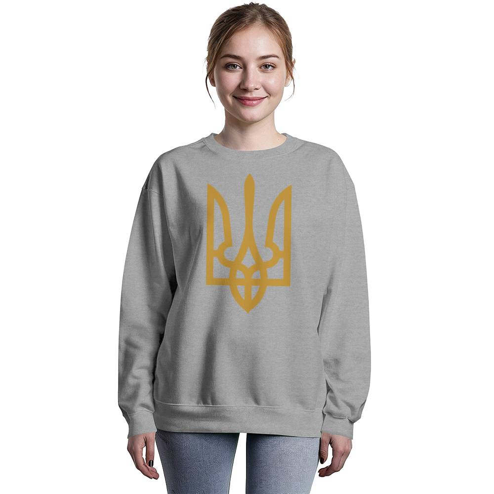 Tryzub (Gold) - Athletic Heather Bella + Canvas 3945 Unisex Crewneck Sweatshirt
