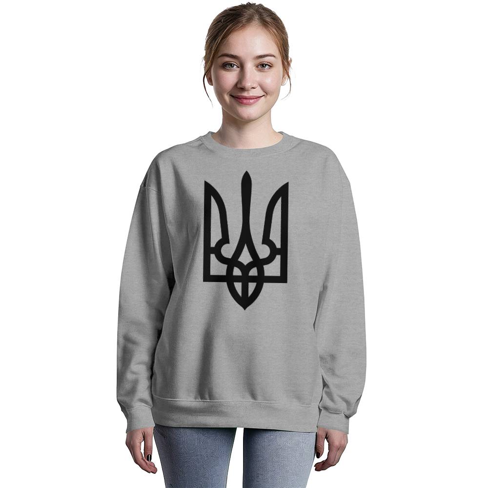 Tryzub (Black) - Athletic Heather Bella + Canvas 3945 Unisex Crewneck Sweatshirt