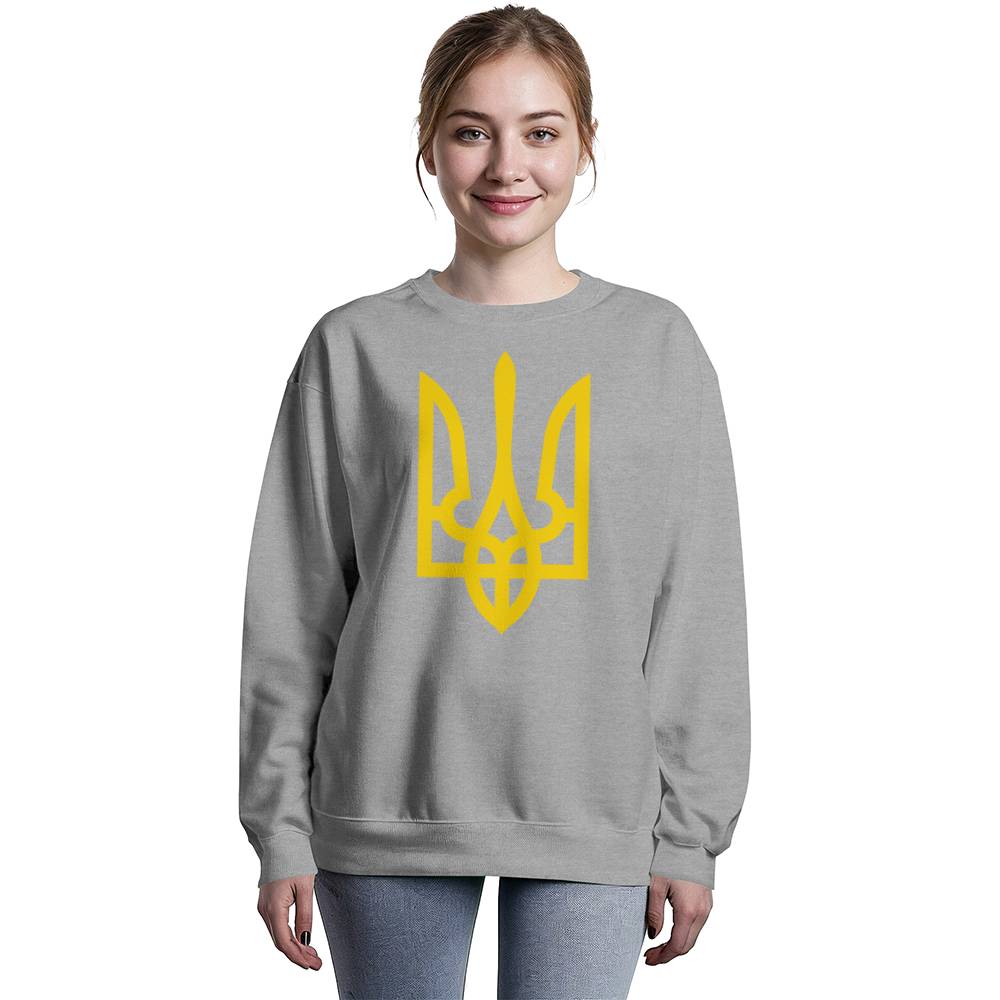 Tryzub (Yellow) - Athletic Heather Bella + Canvas 3945 Unisex Crewneck Sweatshirt