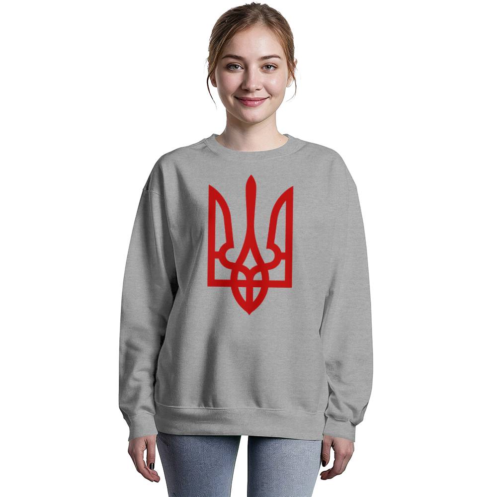 Tryzub (Red) - Athletic Heather Bella + Canvas 3945 Unisex Crewneck Sweatshirt