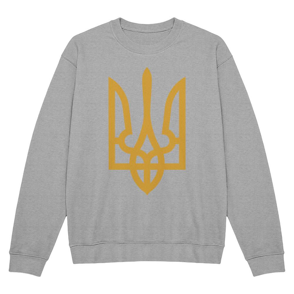 Tryzub (Gold) - Athletic Heather Bella + Canvas 3945 Unisex Crewneck Sweatshirt