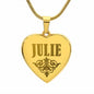 Julie - 18k Gold Finished Engraved Heart Pendant Necklace