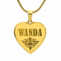 Wanda - 18k Gold Finished Engraved Heart Pendant Necklace