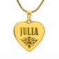 Julia - 18k Gold Finished Engraved Heart Pendant Necklace