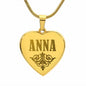 Anna - 18k Gold Finished Engraved Heart Pendant Necklace