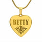 Betty - 18k Gold Finished Engraved Heart Pendant Necklace