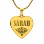 Sarah - 18k Gold Finished Engraved Heart Pendant Necklace