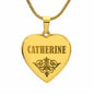 Catherine - 18k Gold Finished Engraved Heart Pendant Necklace