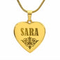 Sara - 18k Gold Finished Engraved Heart Pendant Necklace