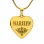Marilyn - 18k Gold Finished Engraved Heart Pendant Necklace