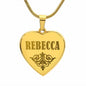 Rebecca - 18k Gold Finished Engraved Heart Pendant Necklace