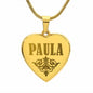 Paula - 18k Gold Finished Engraved Heart Pendant Necklace