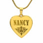 Nancy - 18k Gold Finished Engraved Heart Pendant Necklace
