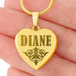 Diane - 18k Gold Finished Engraved Heart Pendant Necklace