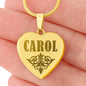 Carol - 18k Gold Finished Engraved Heart Pendant Necklace