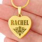 Rachel - 18k Gold Finished Engraved Heart Pendant Necklace