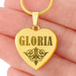 Gloria - 18k Gold Finished Engraved Heart Pendant Necklace